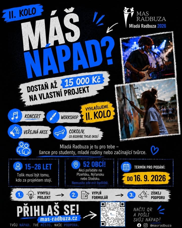 ⌚POSLEDNÍ DVA DNY PRO TERMÍN PODÁNÍ ŽÁDOSTI 📨

Těšíme se na vaše nápady! 💡