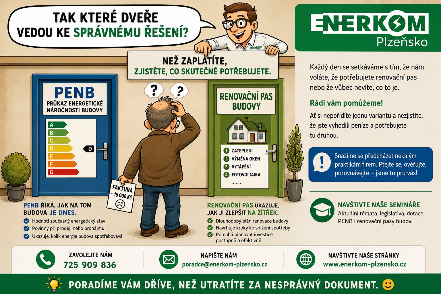 Potřebujete zdarma poradit ohledně renovací domů?
Neváhejte se obrátit na našeho partnera Enerkom Pl