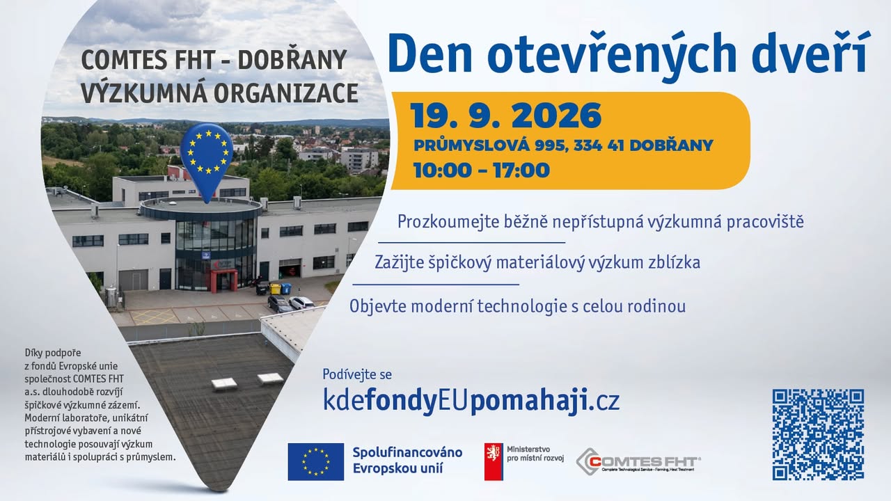 Den otevřených dveří ve výzkumné organizaci COMTES FHT v Dobřanech ⚙

Moderní technologie na dosah r